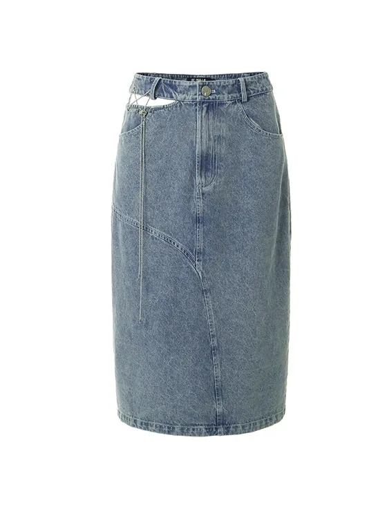 Denim Pencil Side-cut Skirt