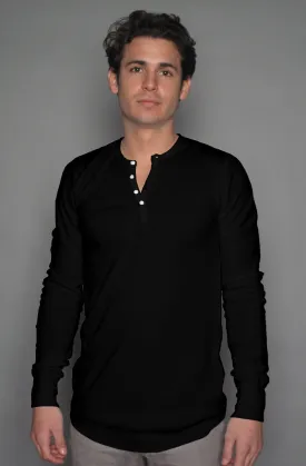 Dragon Foxx™ Men's Black Long Sleeve Henley