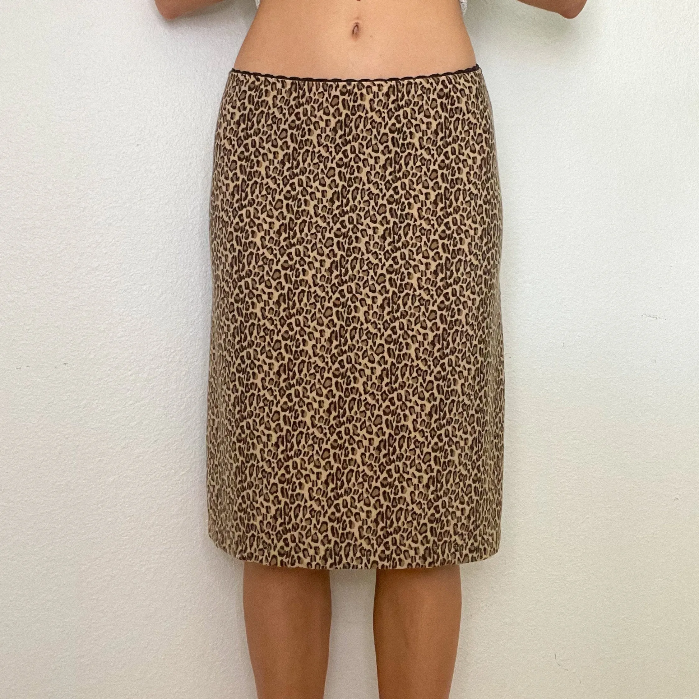 Early 2000s Cheetah Print Low Rise Midi Skirt (S)