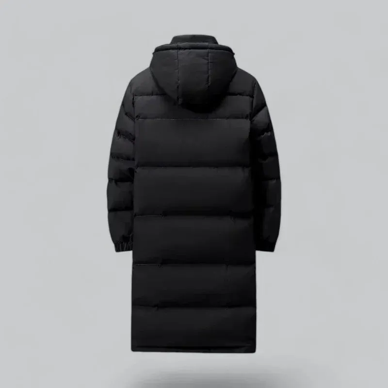 Elegant Men's Hooded Winter Coat with Quilted Padding