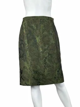 ETCETERA Green Wool Brocade Pencil Skirt Size 4