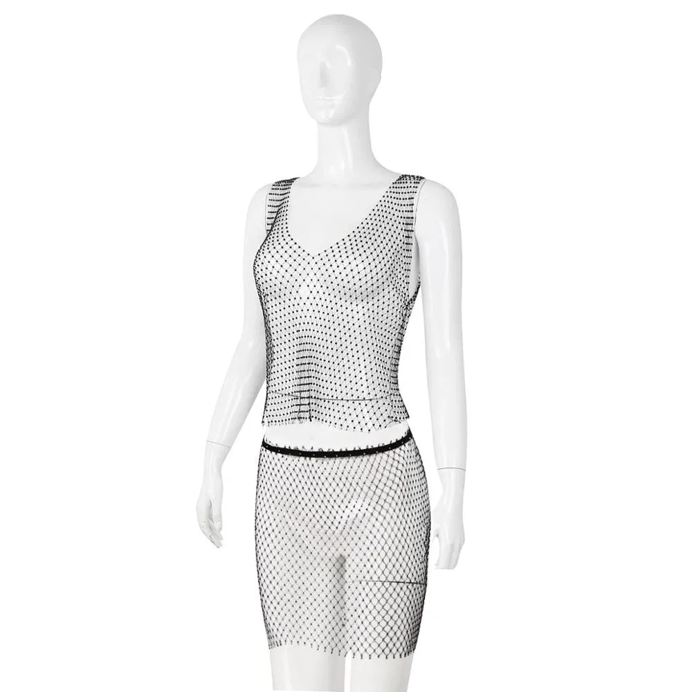 Fishnet Sparkle Two Piece Dress