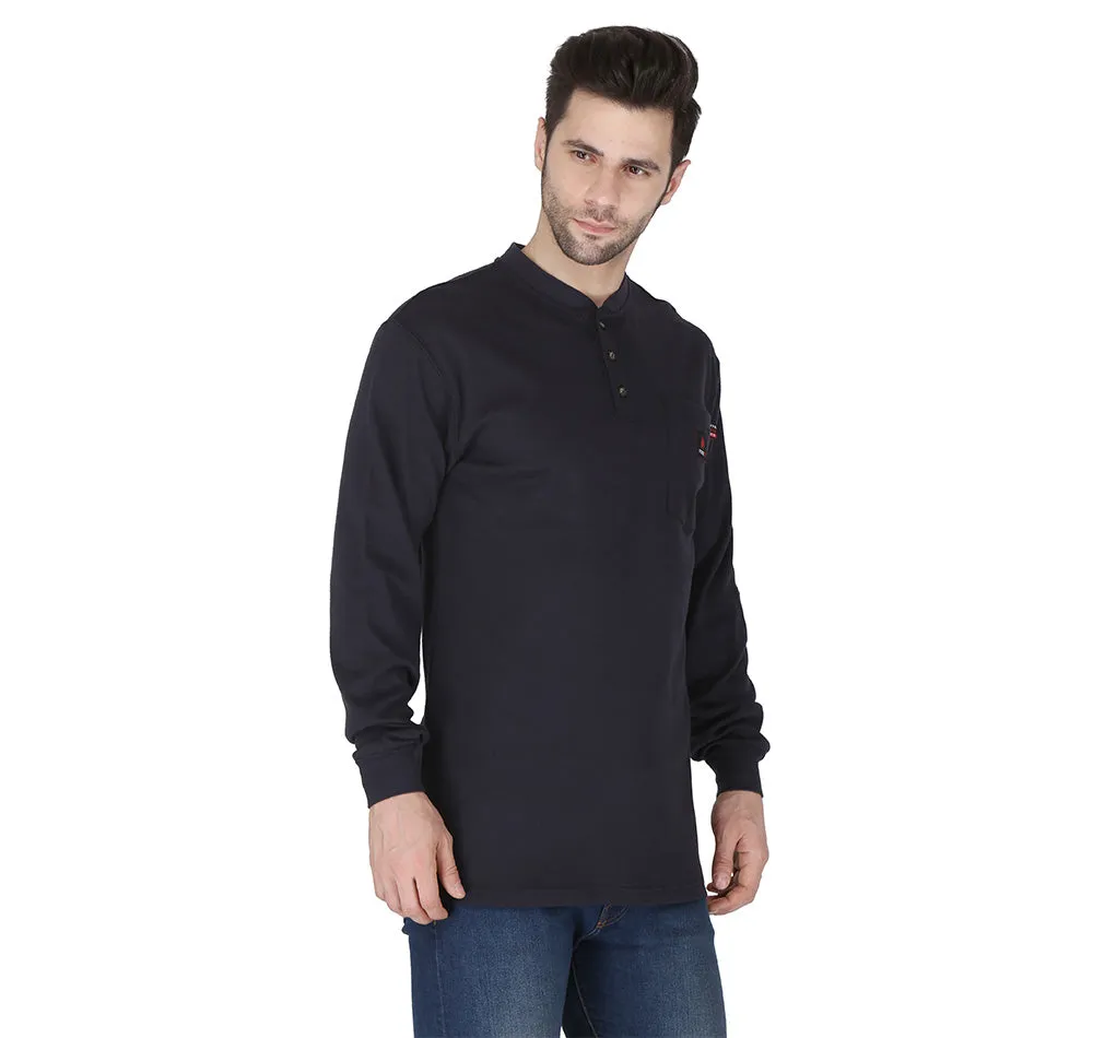 Forge Fr Men's Navy Henley Neck Long Sleeve T-shirt