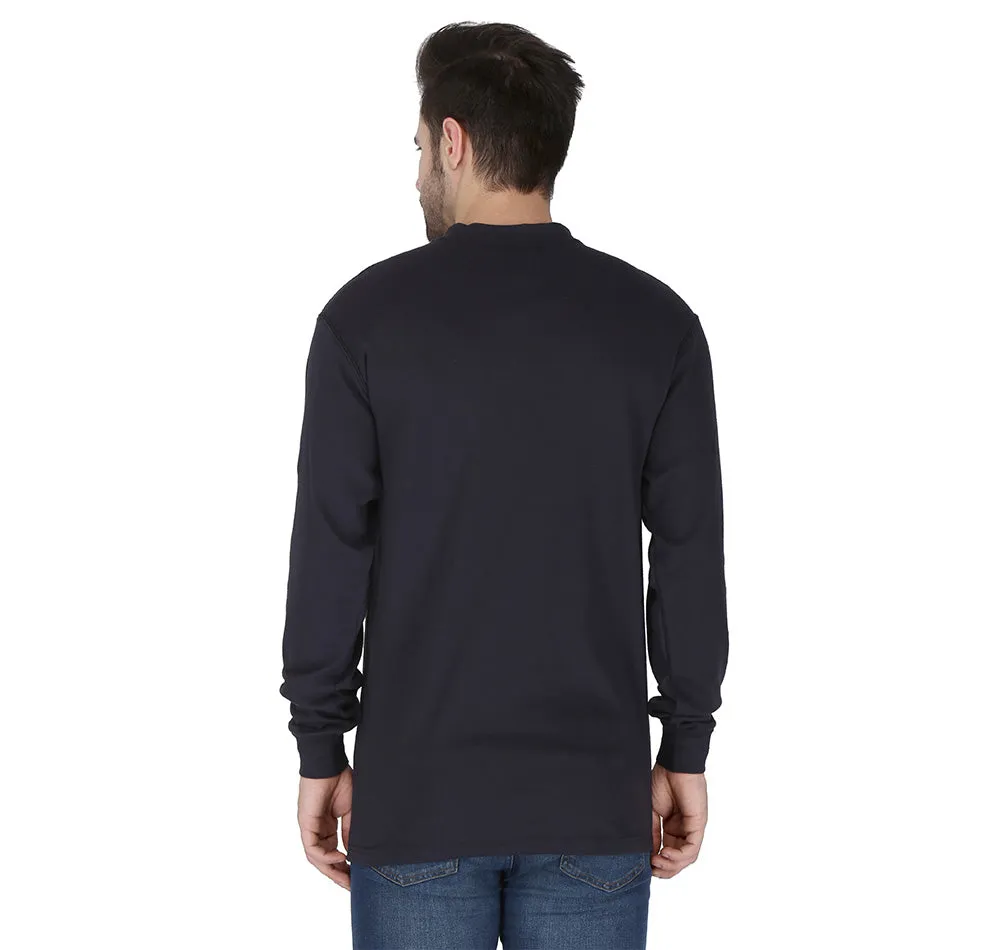 Forge Fr Men's Navy Henley Neck Long Sleeve T-shirt