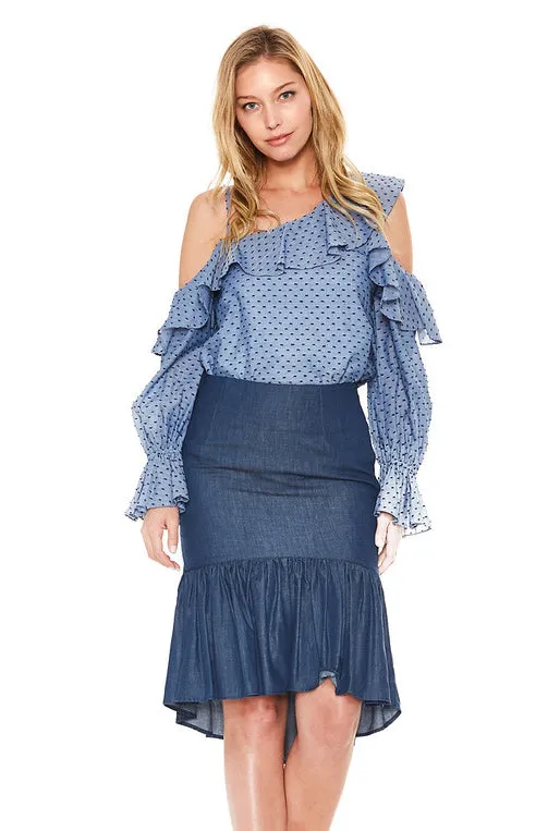 FRANCES MIDI SKIRT (Denim)- VS2031