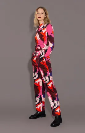 Furmint High Waisted Chinos Pink Leaves