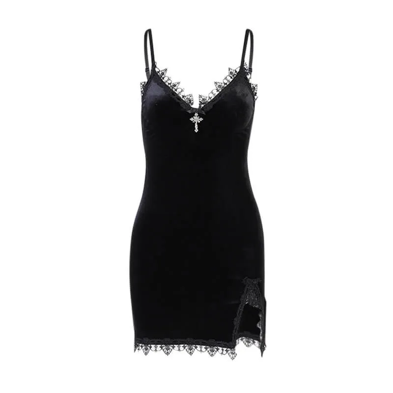 Grunge Aesthetic Lace Gothic Crop Top Dress