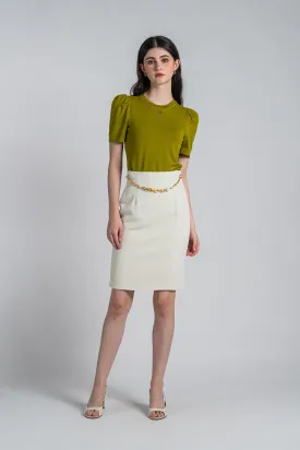 Haellieta High Waisted Pencil Skirt with Chain