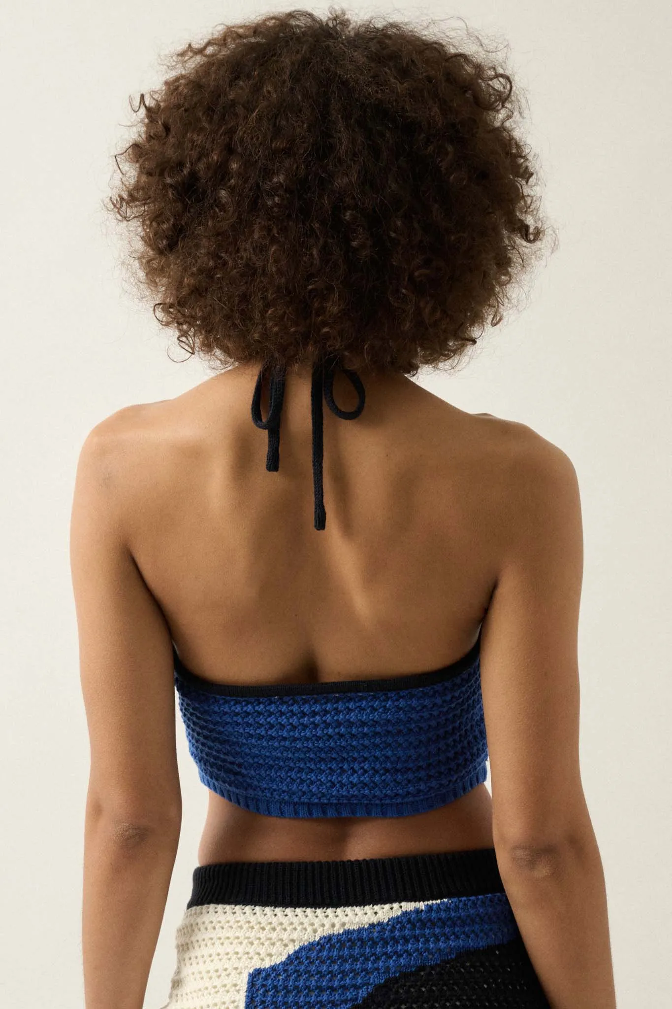 Heat Wave Colorblock Crochet Knit Halter Top