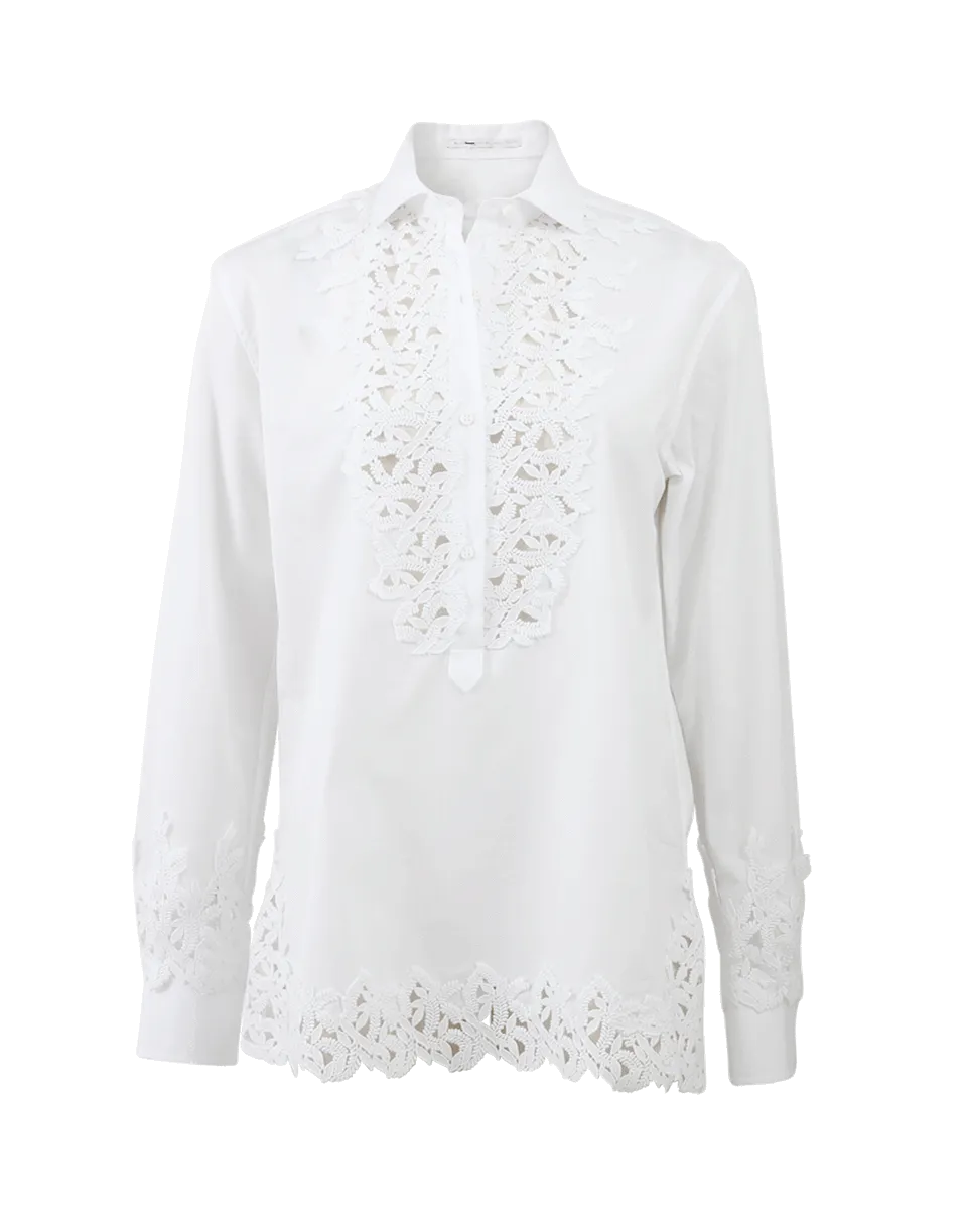 Henley Shirt With Lace Bib