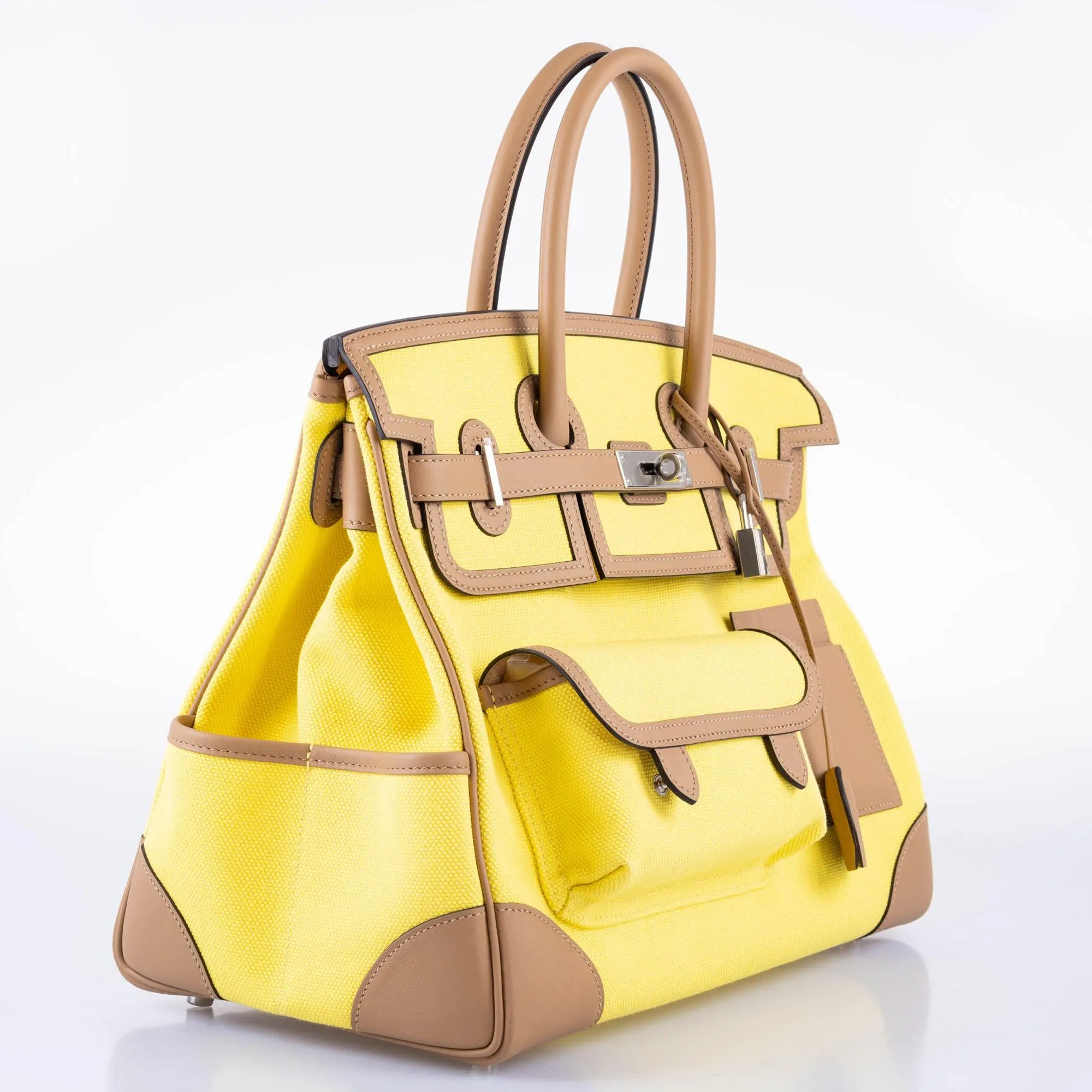 Hermès Cargo Birkin 35 Chai Swift and Jaune Citron Toile Goeland Palladium Hardware