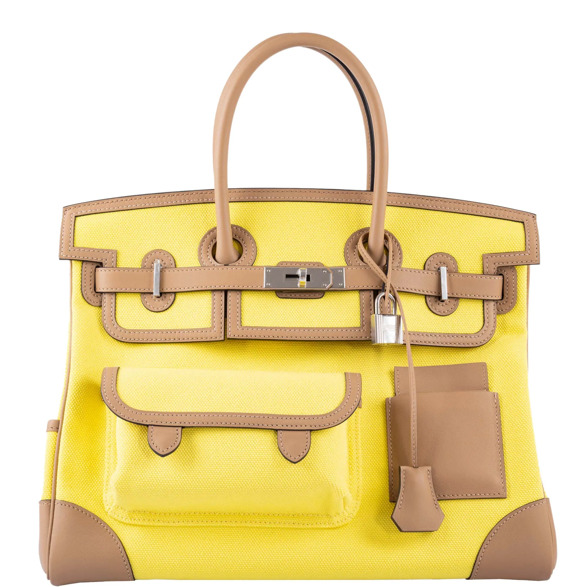 Hermès Cargo Birkin 35 Chai Swift and Jaune Citron Toile Goeland Palladium Hardware