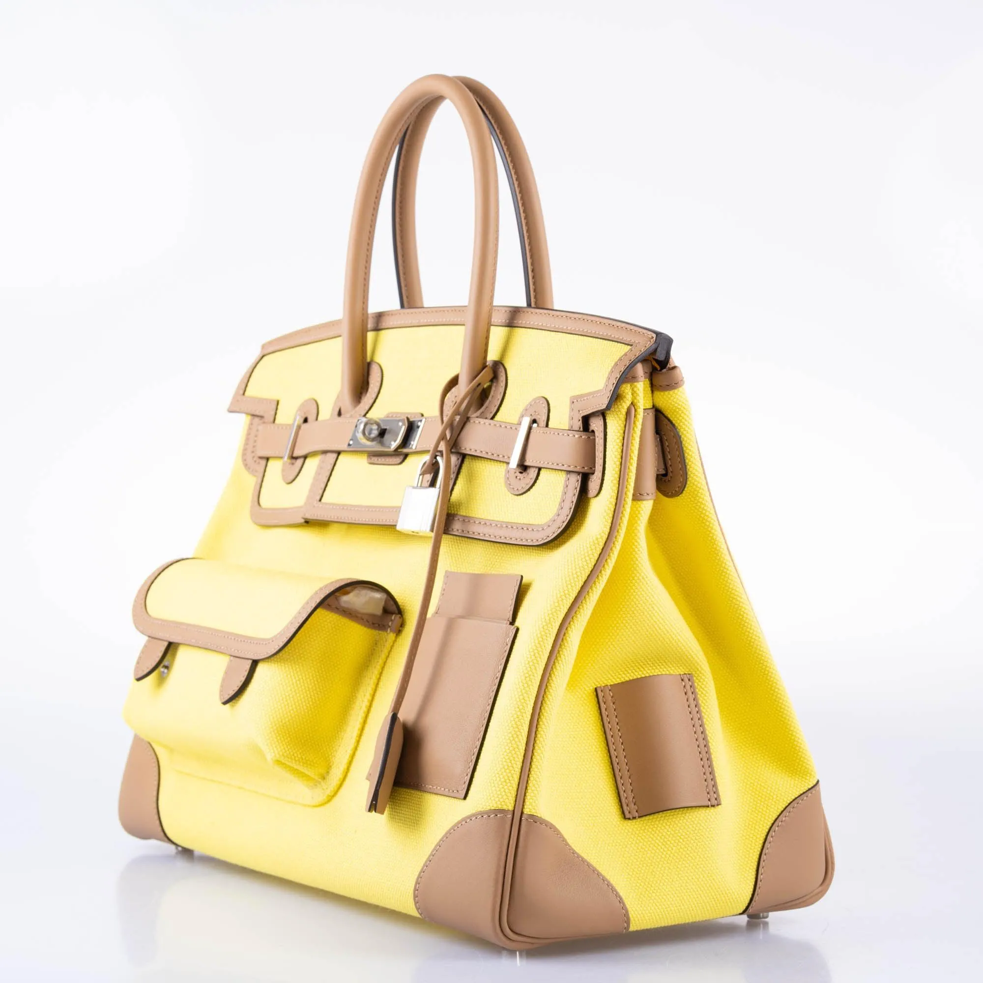 Hermès Cargo Birkin 35 Chai Swift and Jaune Citron Toile Goeland Palladium Hardware