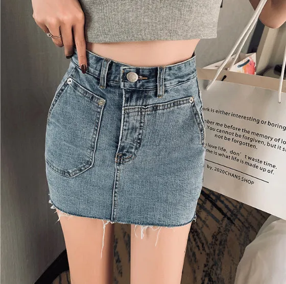 High Waist A-Line Short Denim Skirts