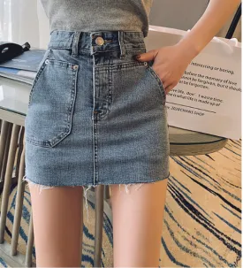 High Waist A-Line Short Denim Skirts