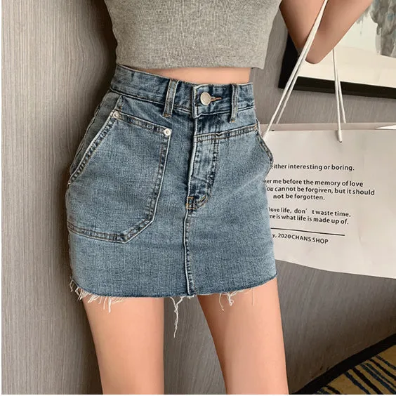 High Waist A-Line Short Denim Skirts