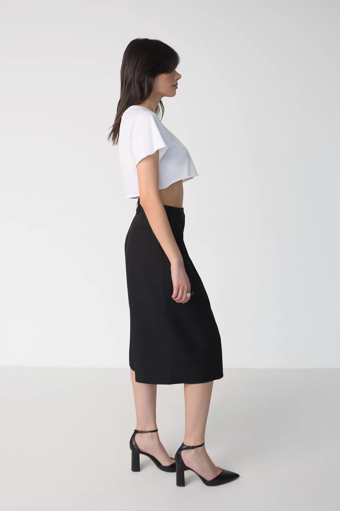 High waist culottes in black