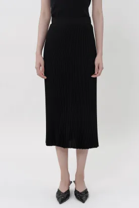 Hiu Pleated Midi Skirt In Black