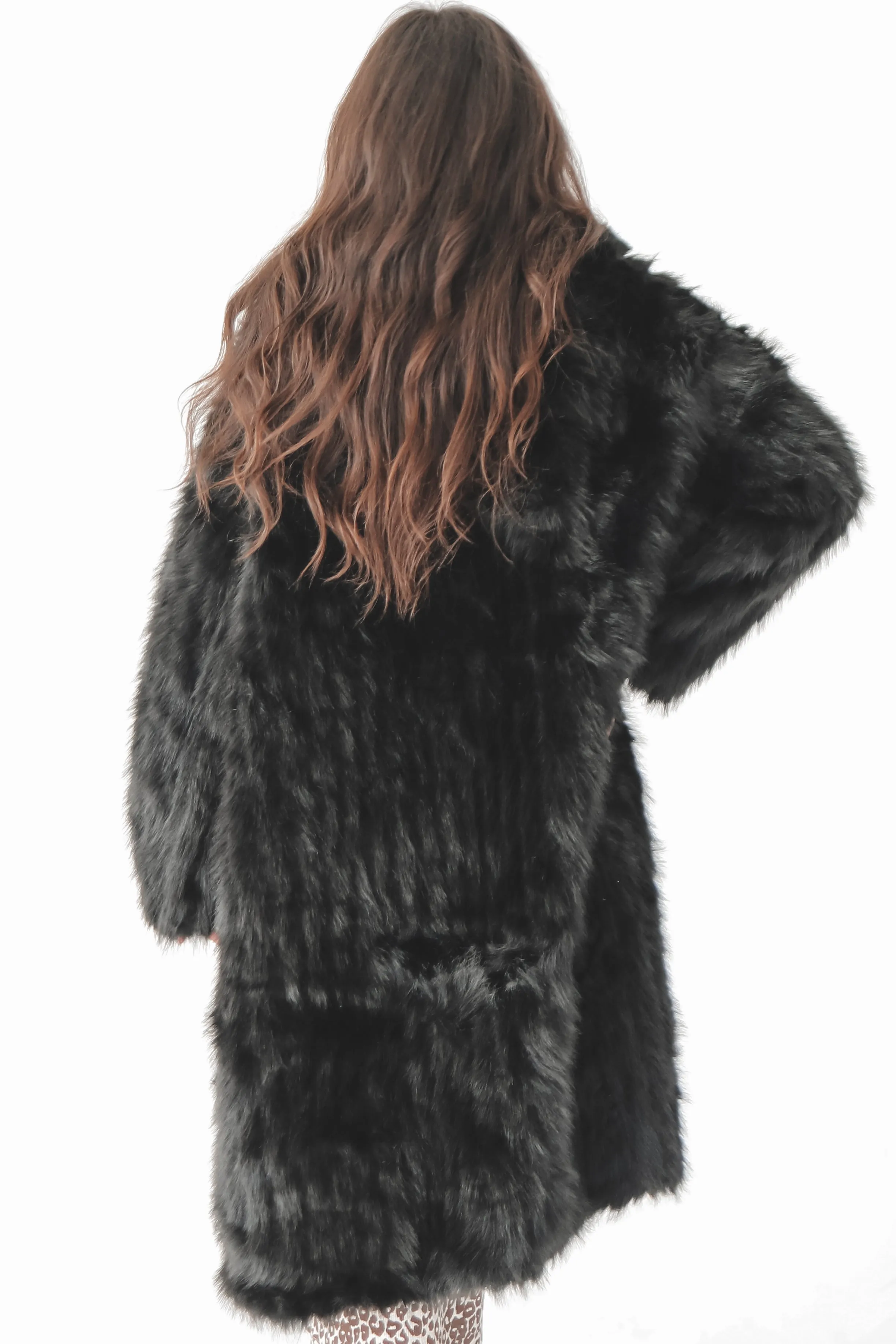 It’s Giving Luxury Black Faux Fur Long Coat