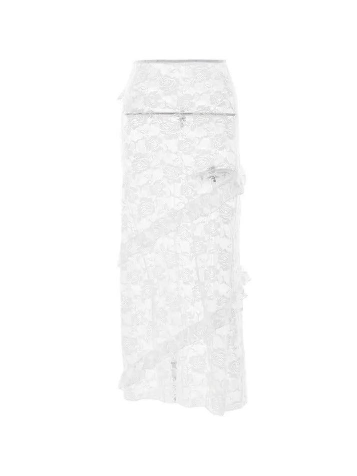 Joskaa See Through Lace Midi Skirt