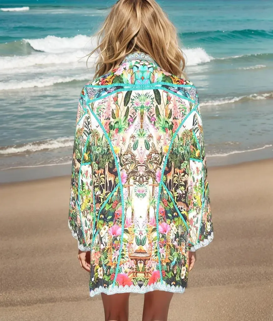 Jungle Silk Embellished Kimono jacket 🧥