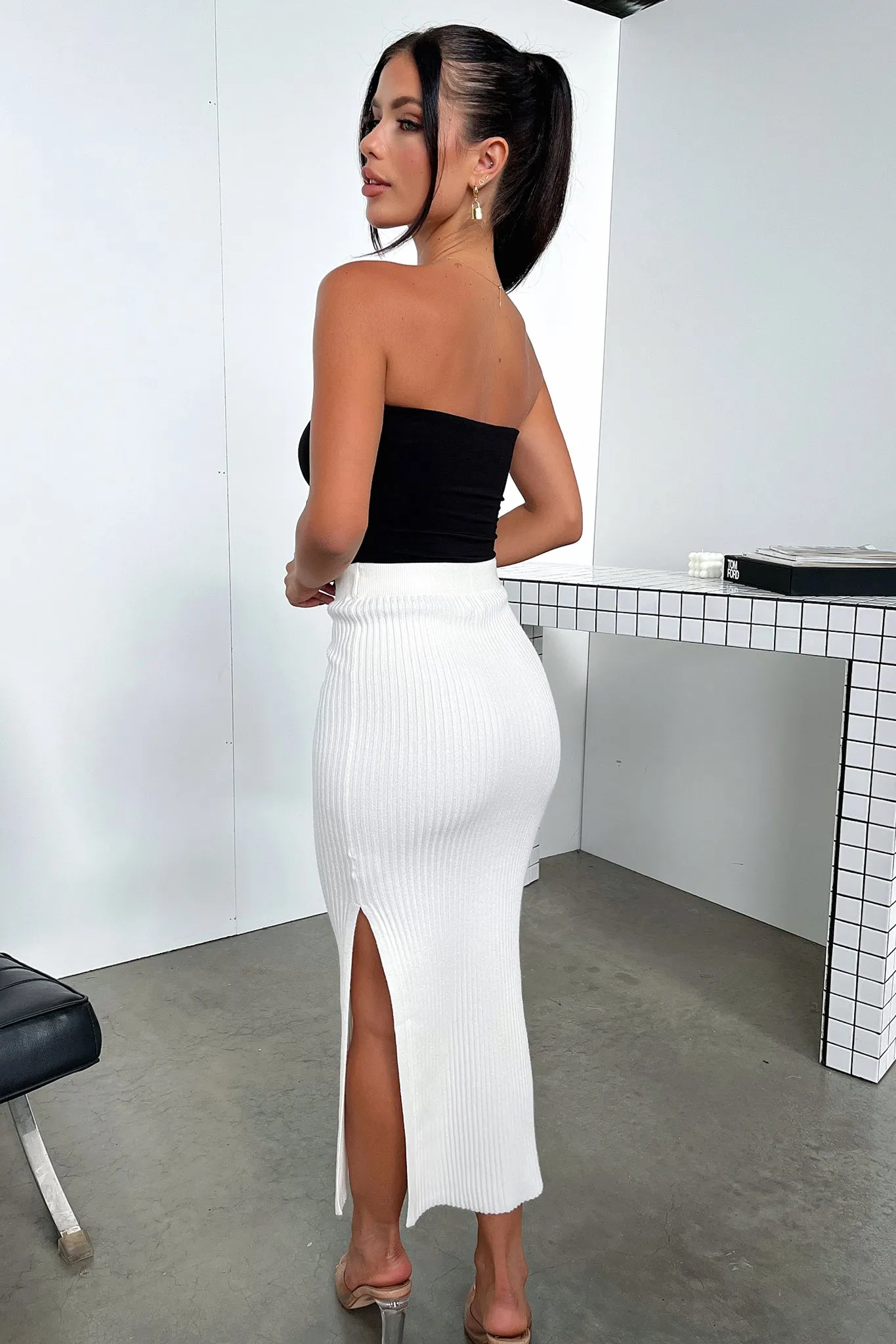 Karlie Knit Skirt - White