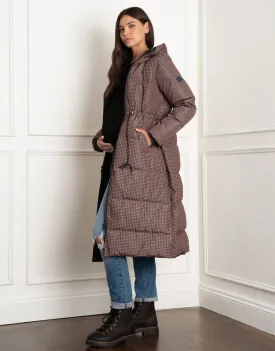 Keeri Houndstooth Puffer Maternity Coat