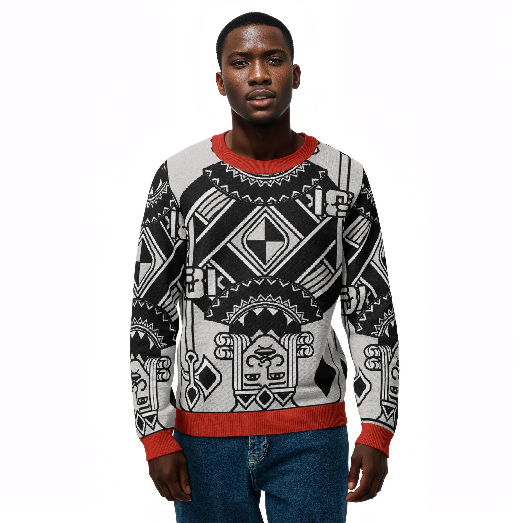 King of Diamonds in Black Knitted Crewneck Sweater