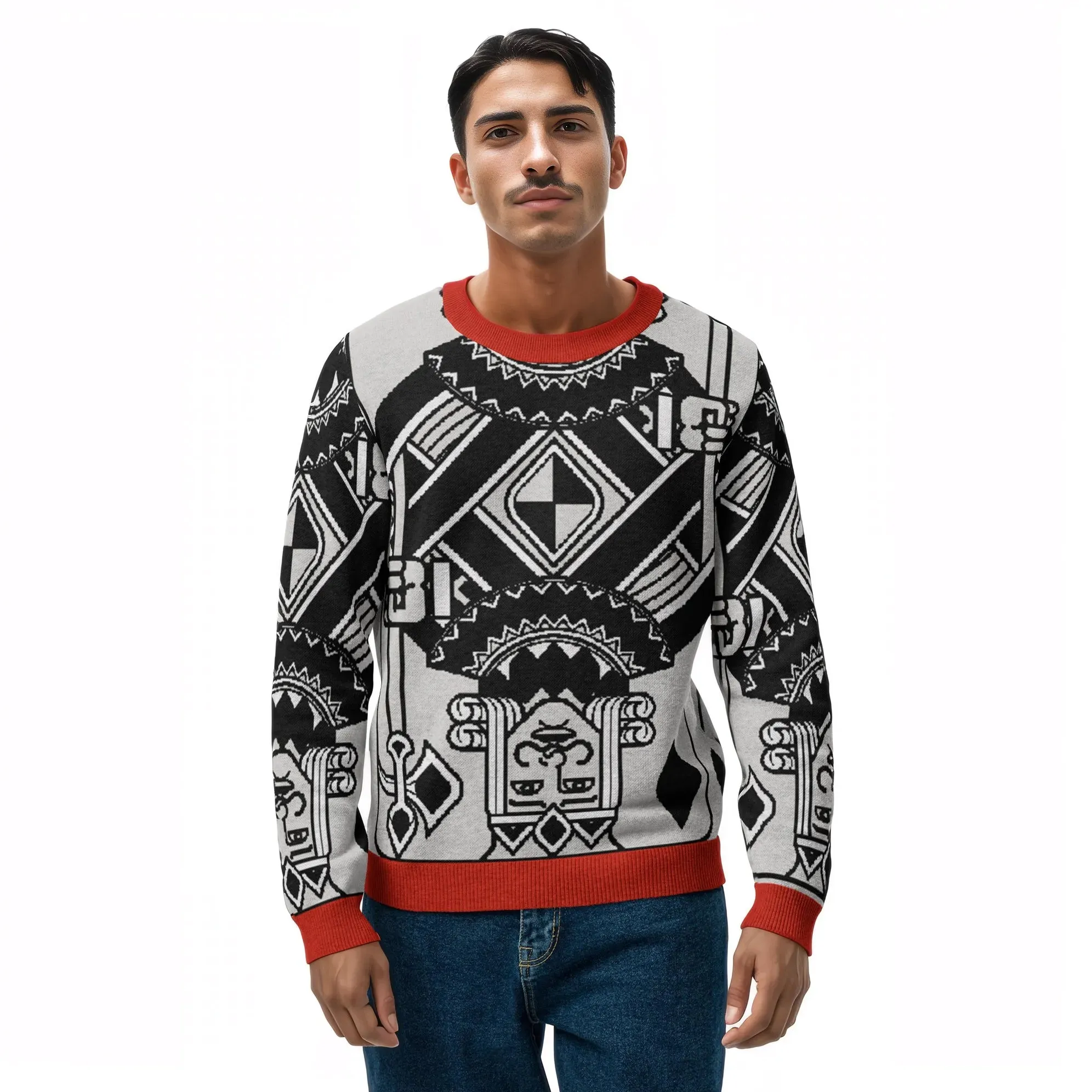 King of Diamonds in Black Knitted Crewneck Sweater