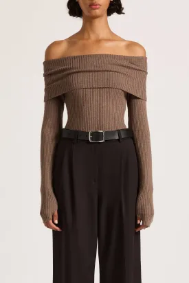 KRISHNA OFF SHOULDER KNIT - MOCHA