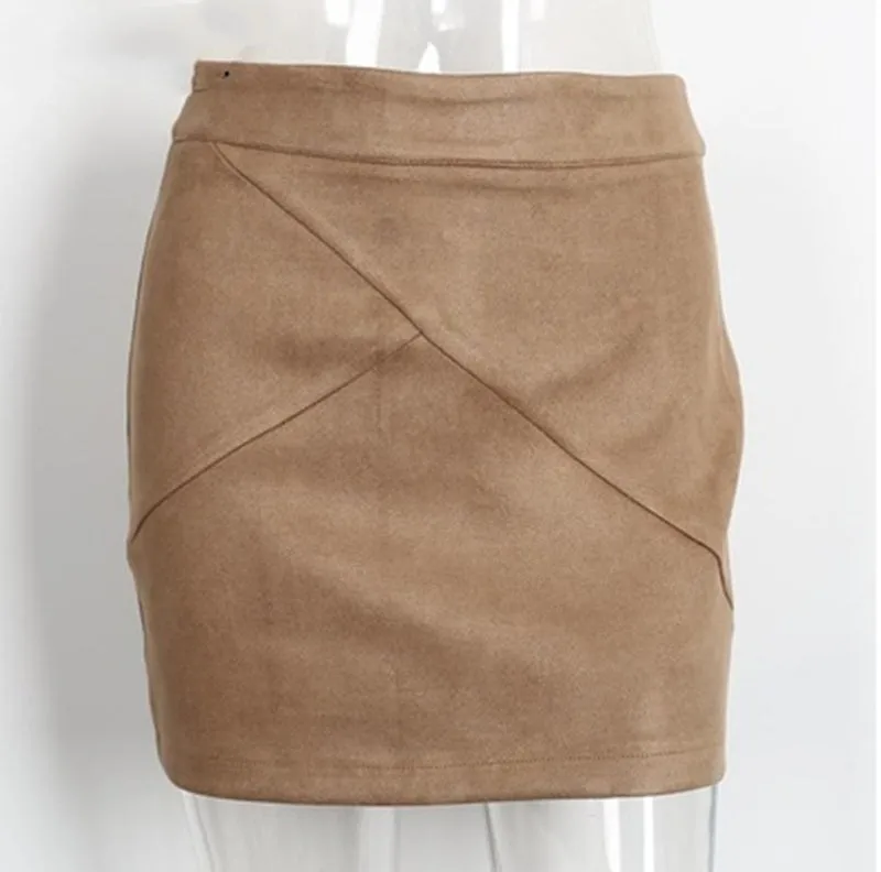 Ladies Leather Suede Pencil Skirt