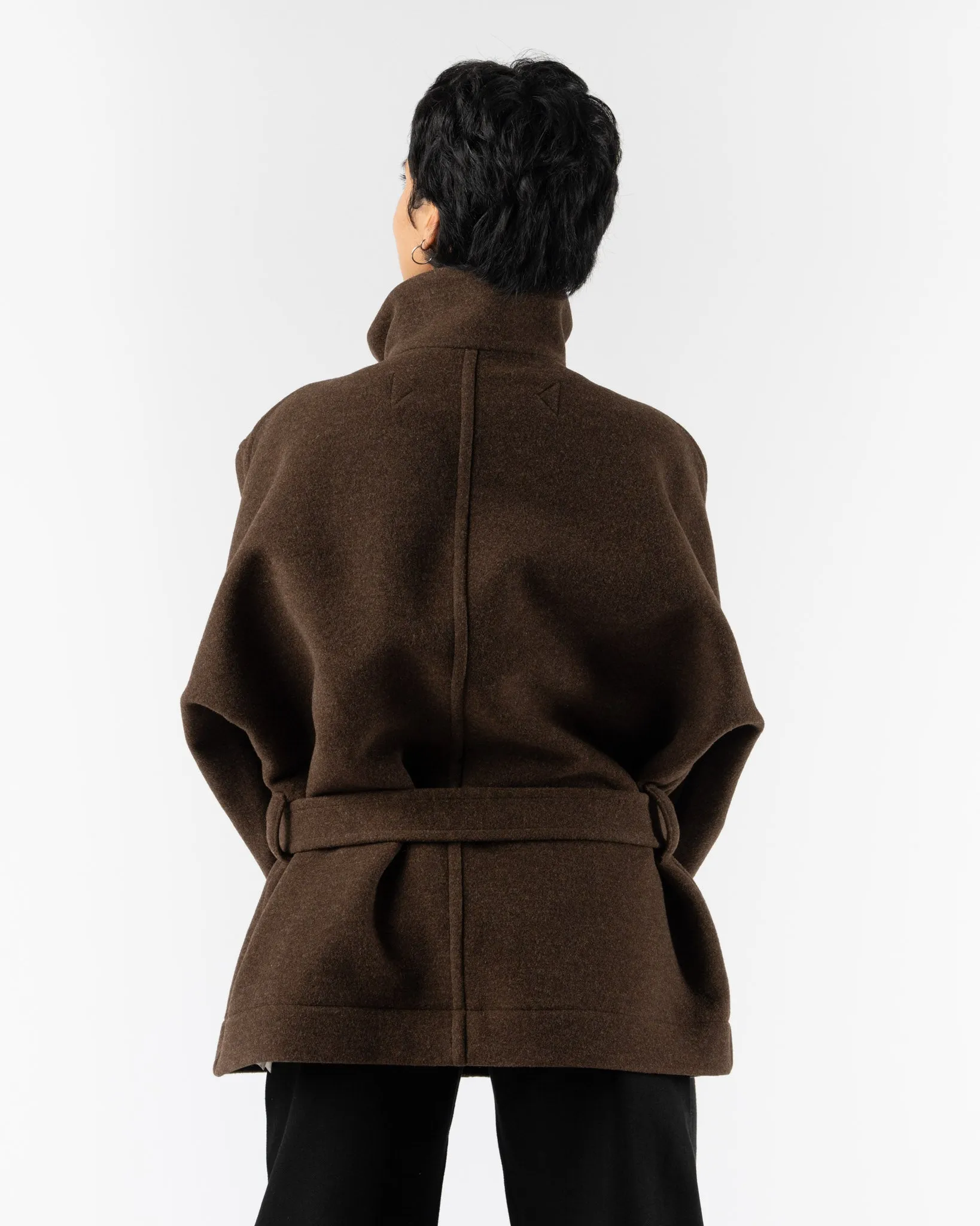 Lemaire Short Bathrobe Duffle Coat in Brown Chine