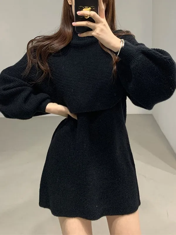 Long Sleeve Crop Top & Sweater Dress Set