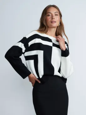 Long Sleeve Geometric Print Sweater