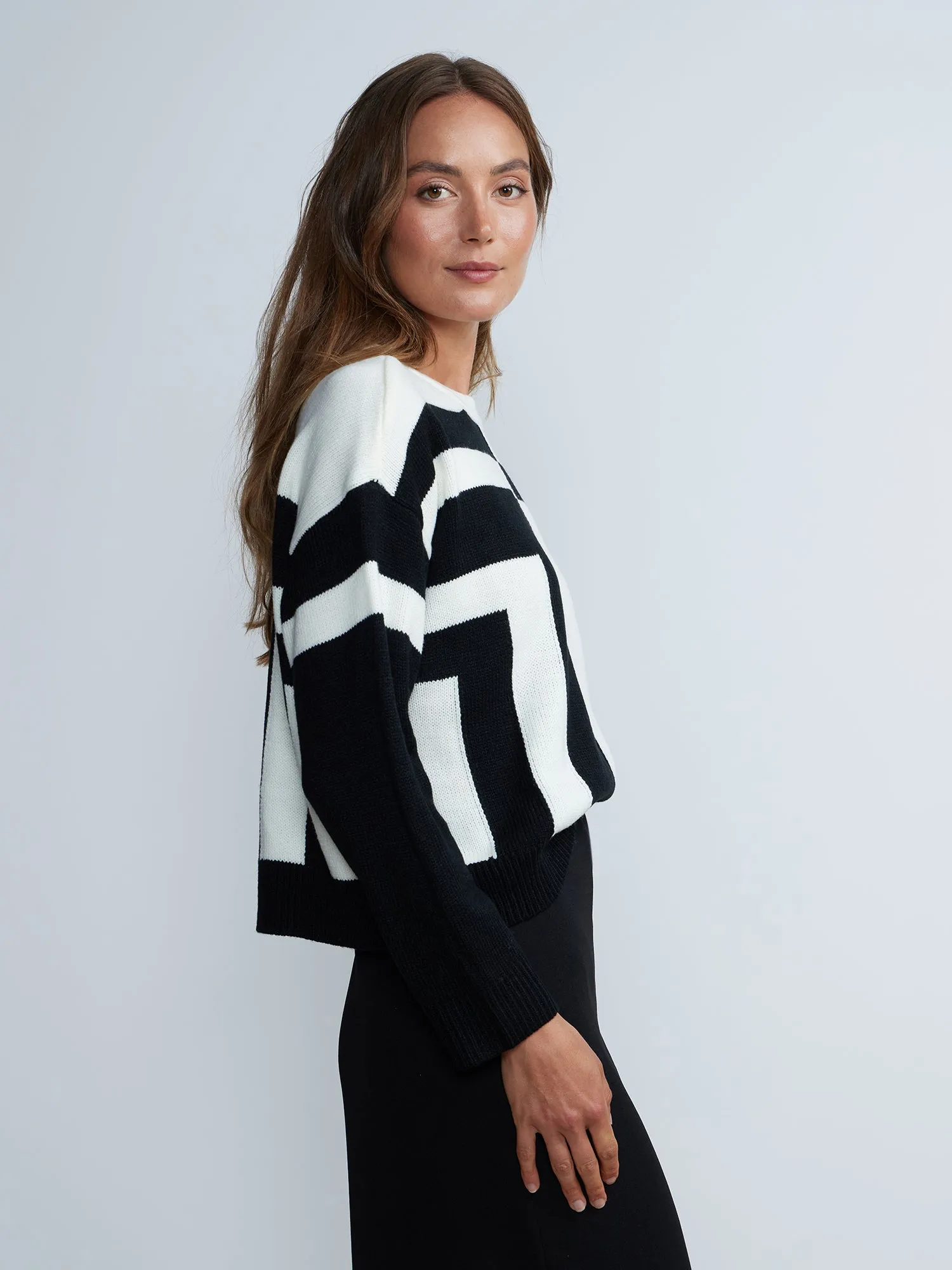 Long Sleeve Geometric Print Sweater