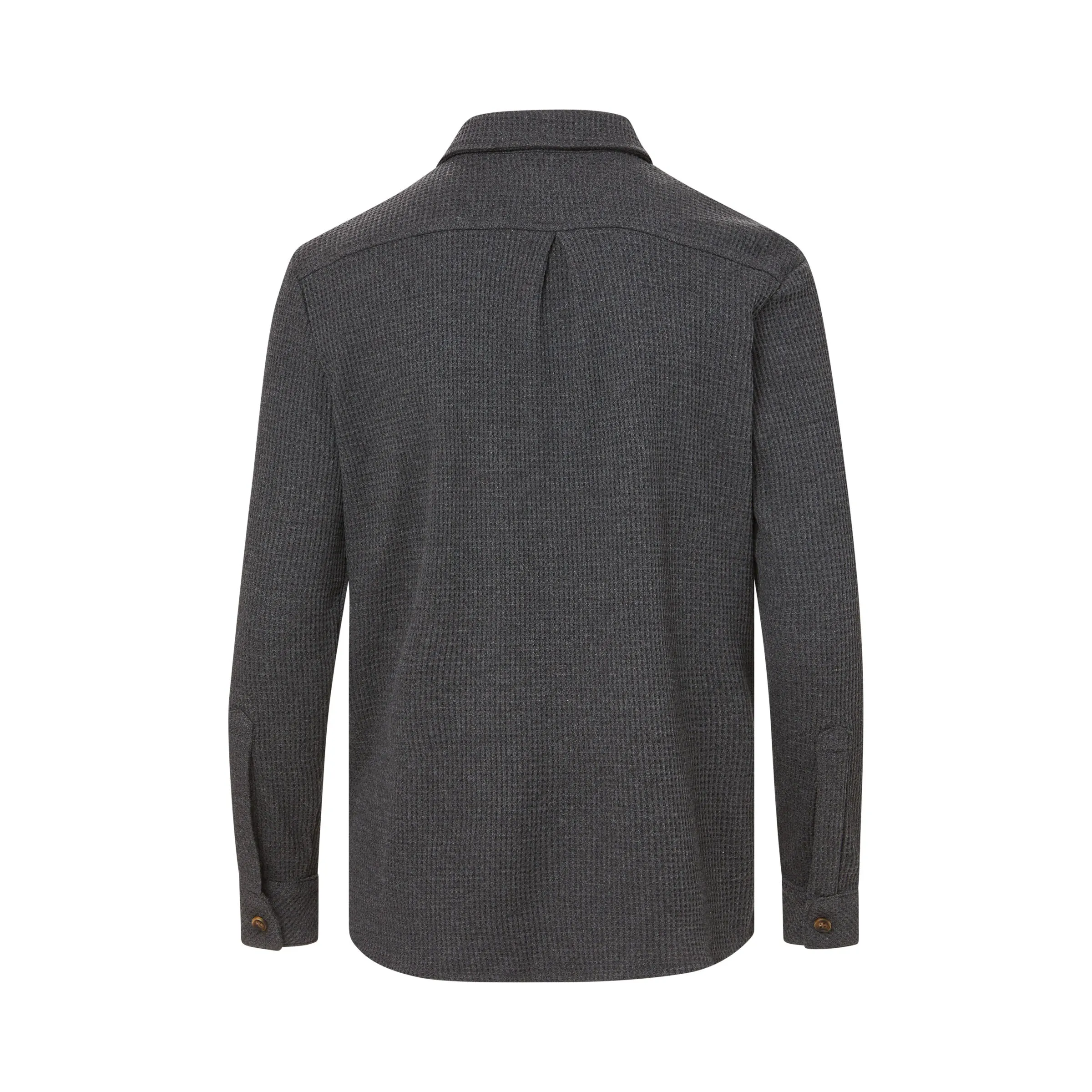 Magnetic Front WaffleWeave Casual Shirt with Dual Oversized Pockets in Charcoal