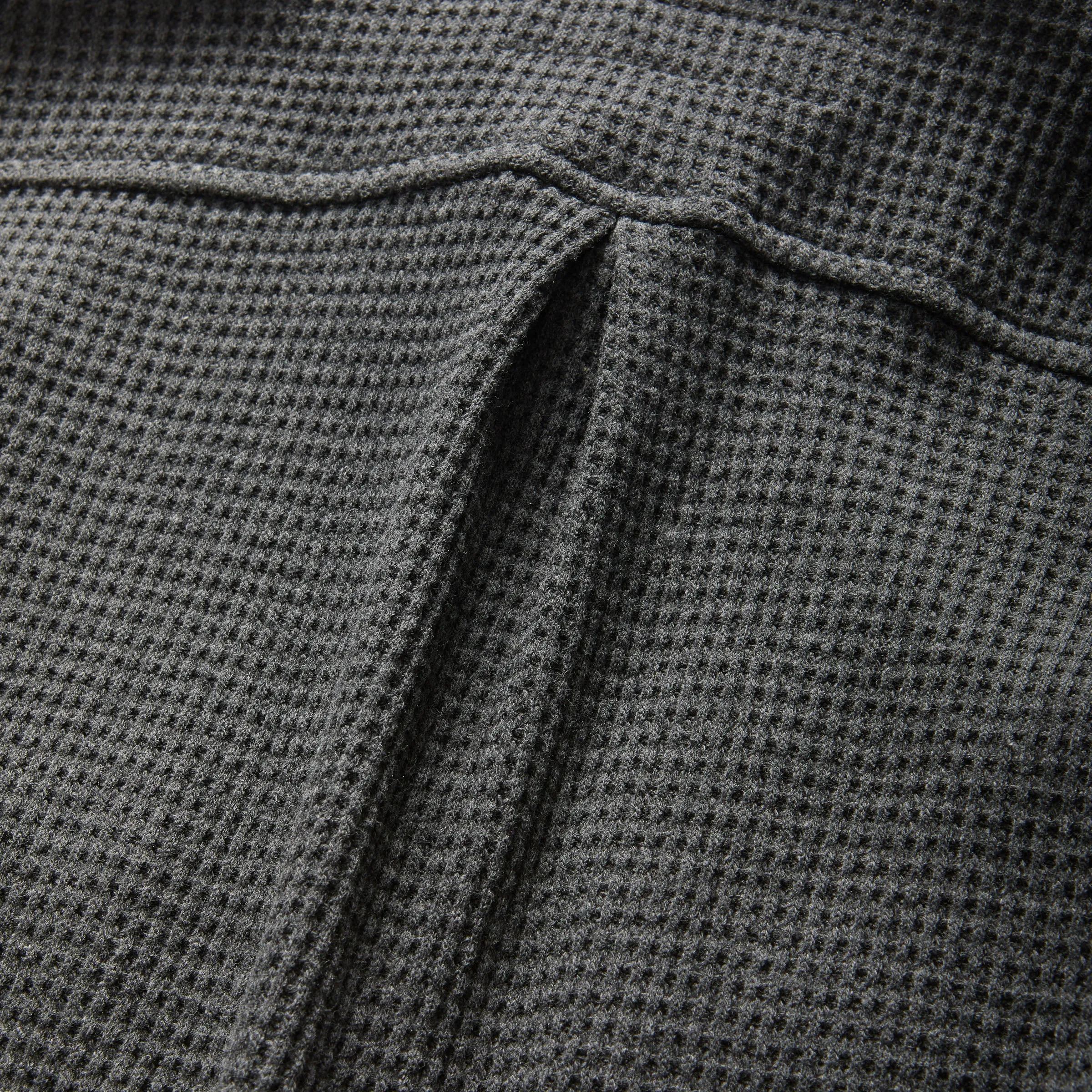 Magnetic Front WaffleWeave Casual Shirt with Dual Oversized Pockets in Charcoal