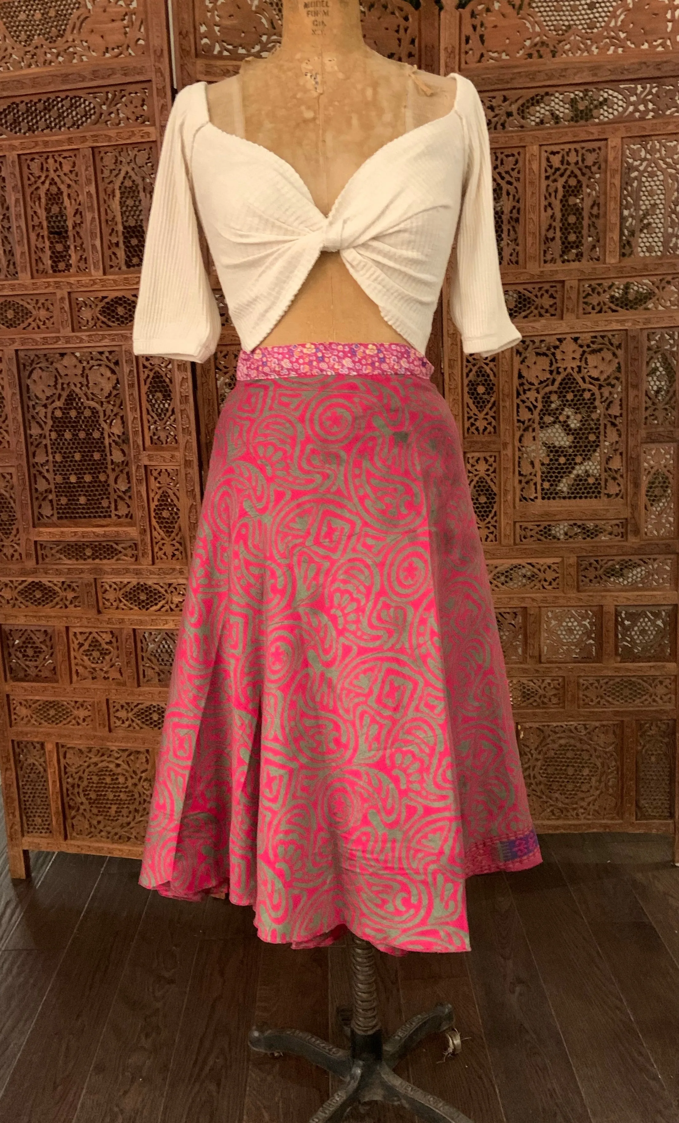 Midi Multi Wear Reversible Skirt - Pink Floral Mix