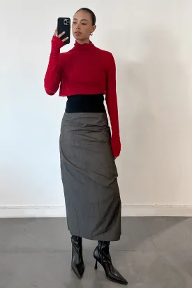 MIDI NYLON PENCIL SKIRT