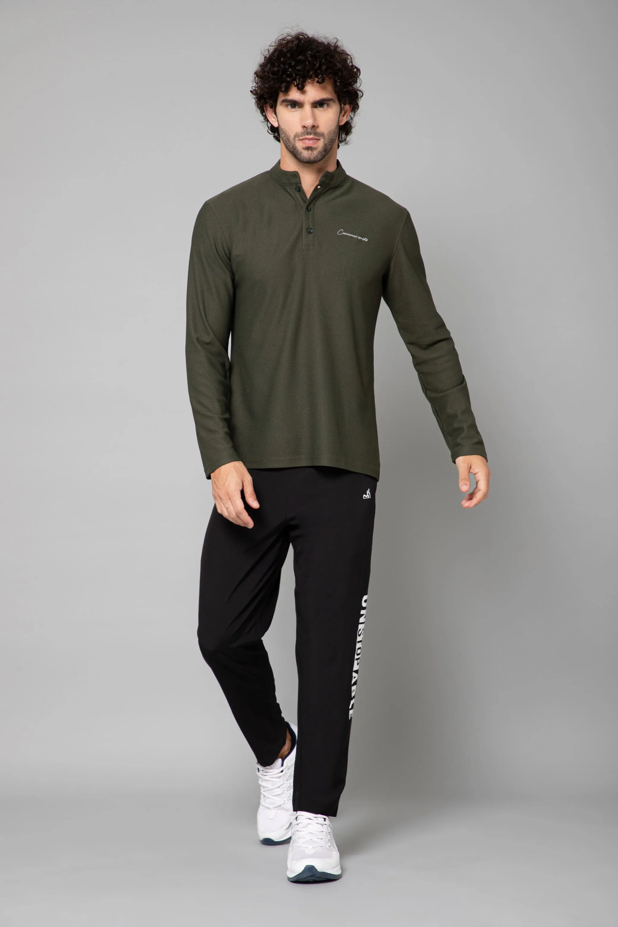 MINIMAL BUZZ THE HENLEY T-SHIRT-OLIVE