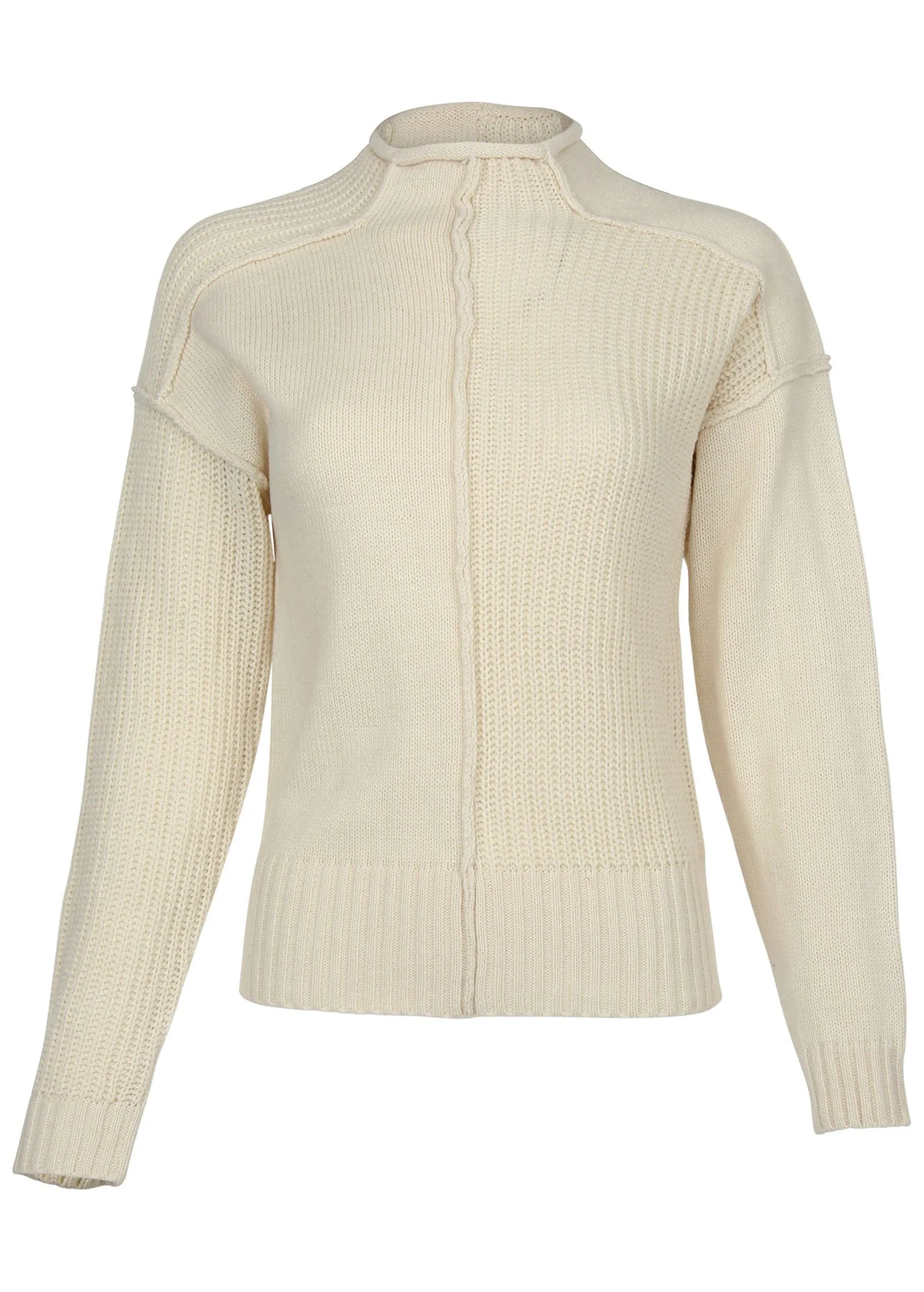 Mock Neck Knit Sweater  - Off White