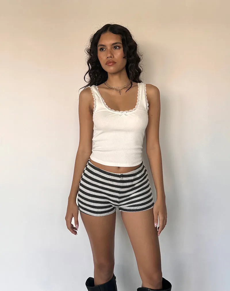 Nikaya Shorts in Stripe Knit Black and White