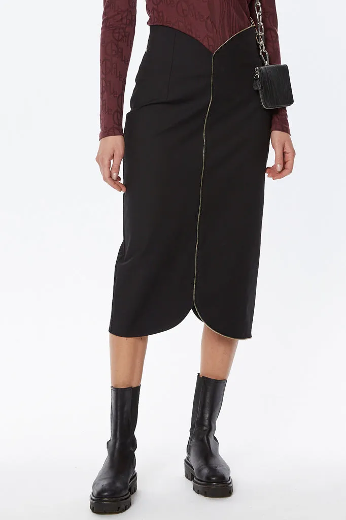 Oblique Creations Pencil Front Zipper With Opening In The Bottom Skirt