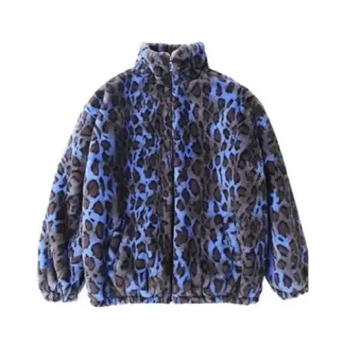 Oversized Leopard Print Faux Fur Jacket