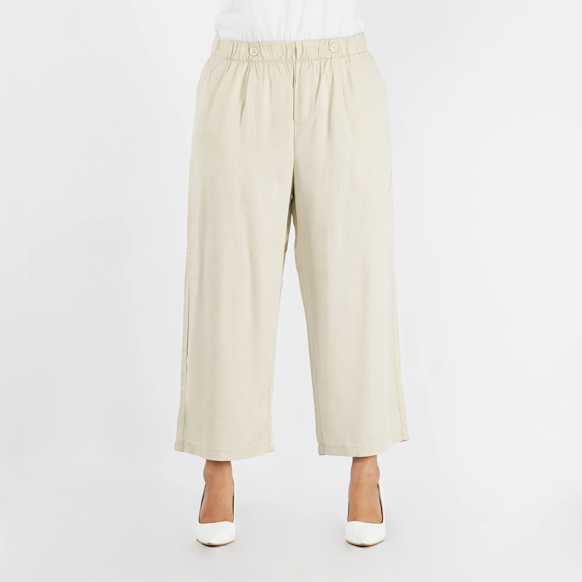 Petrol Ladies Basic Denim Culottes Pants Trendy Fashion High Quality Apparel Comfortable Casual Pants for Women Mid Waist 127562 (Beige)