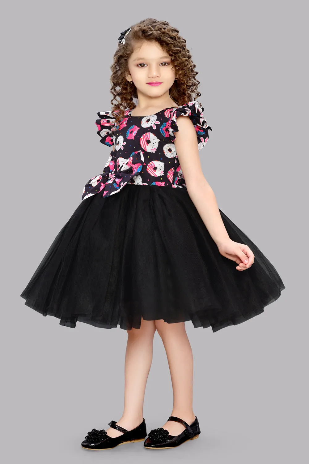 Pink Chick Donut Printed  Party Dress