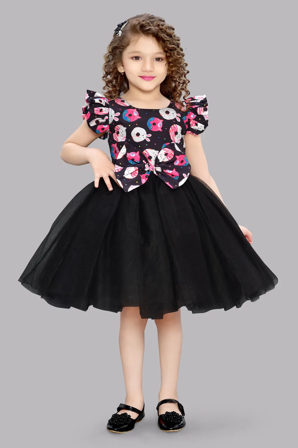 Pink Chick Donut Printed  Party Dress