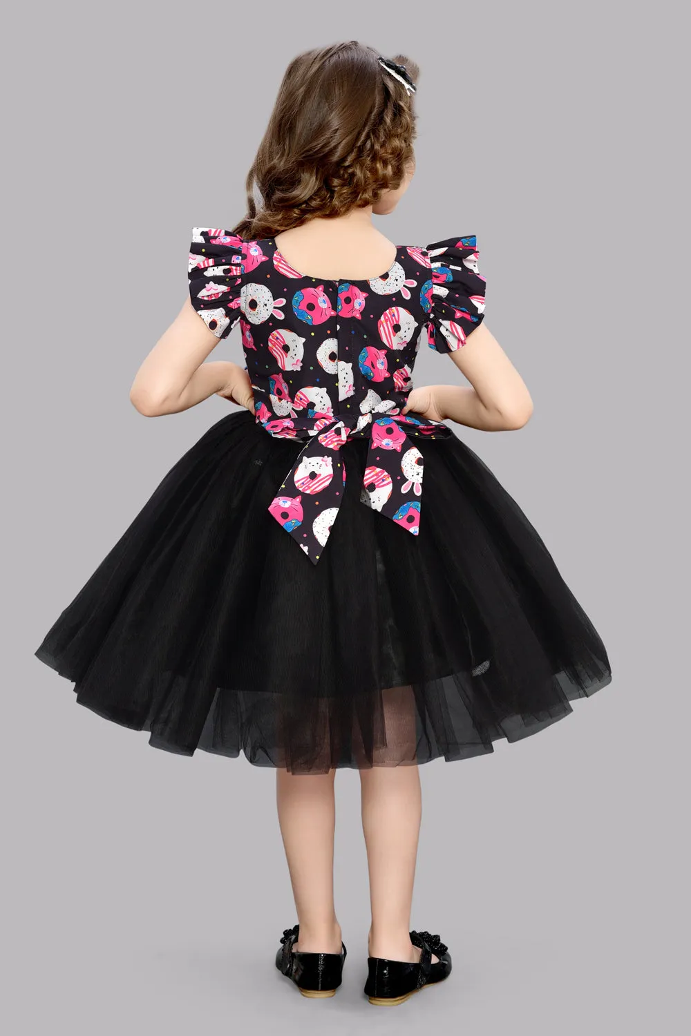 Pink Chick Donut Printed  Party Dress