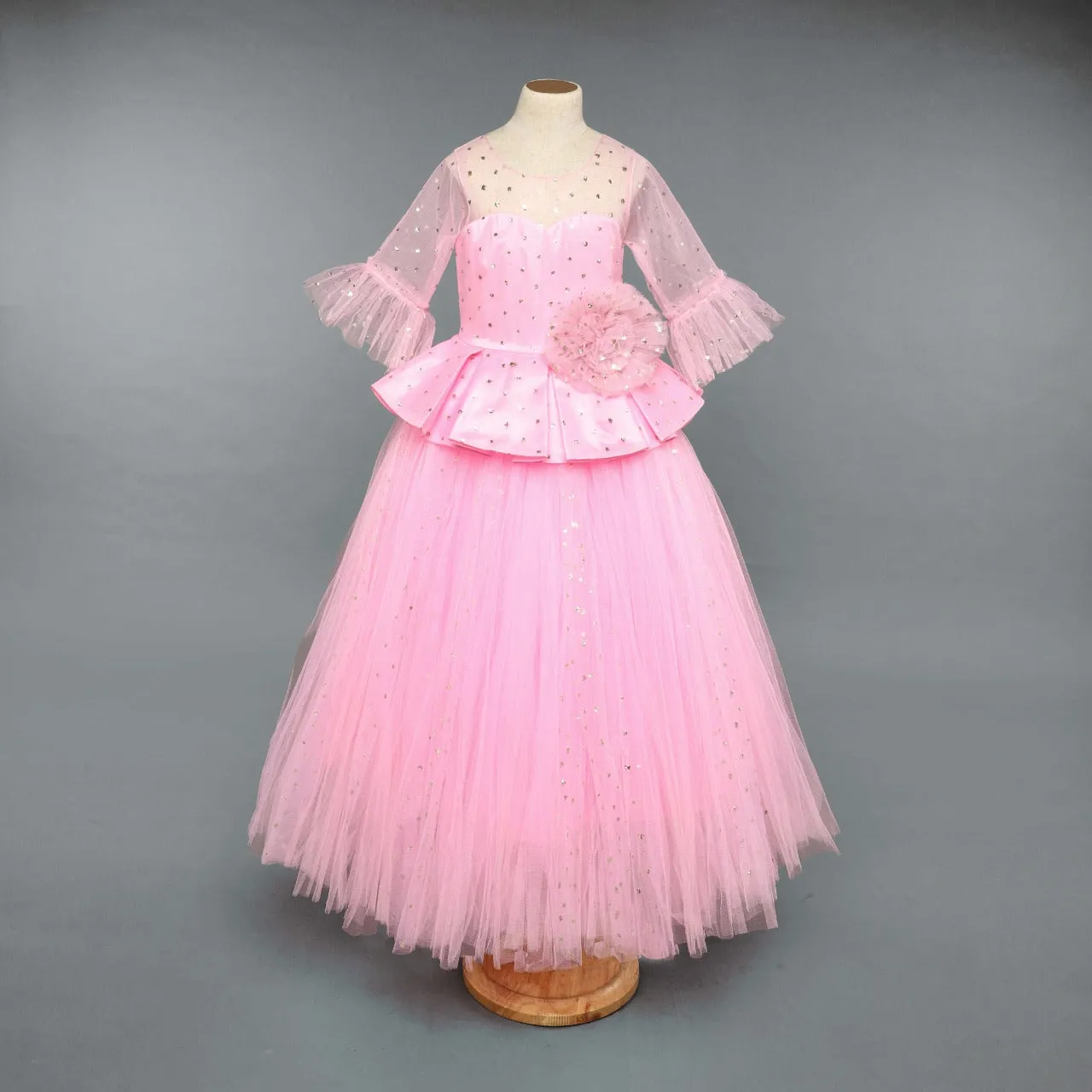 Pink Sparkle  Peplum  Tutu Gown