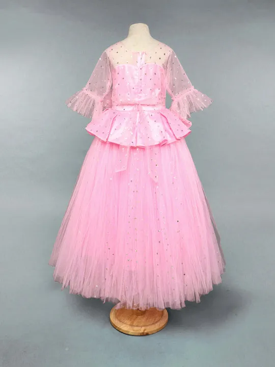 Pink Sparkle  Peplum  Tutu Gown